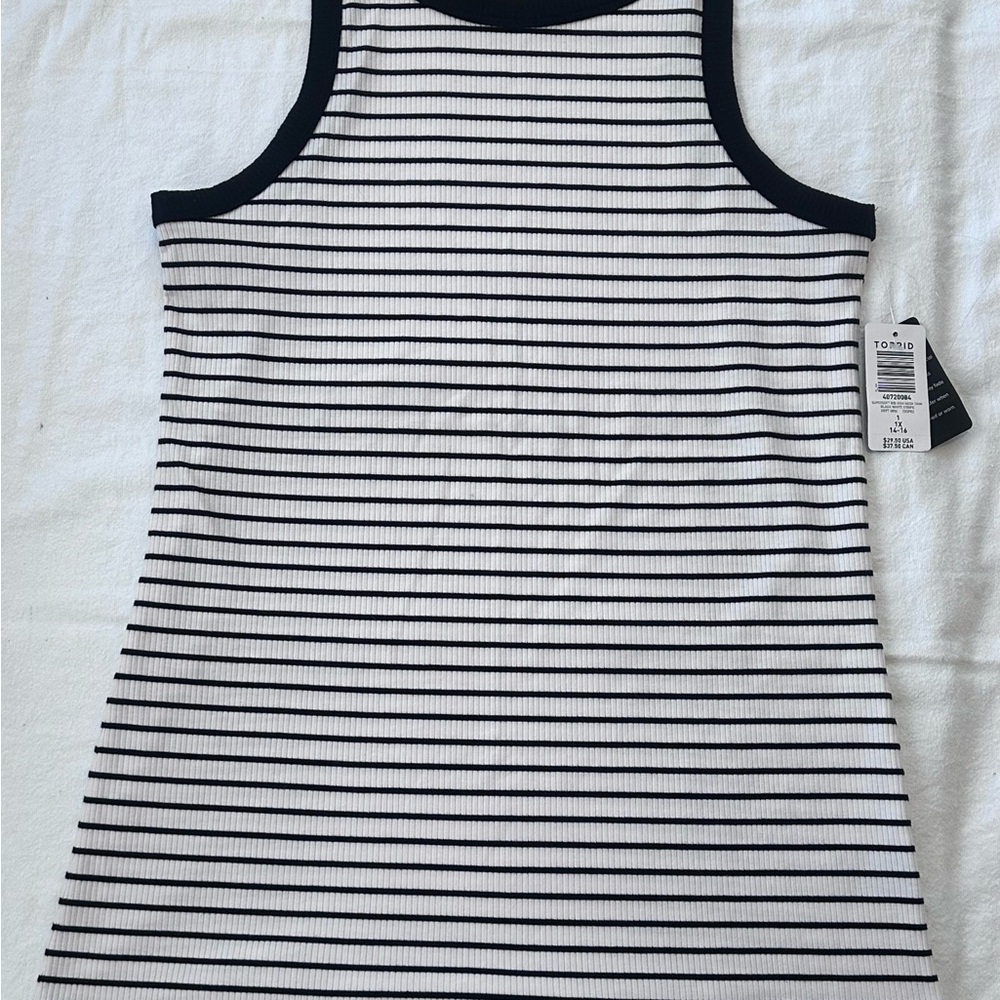 NWT Torrid Black Super Soft Black and White Striped Tank Top